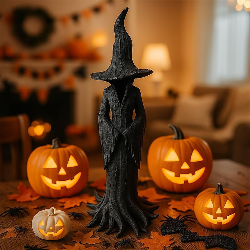 EAZZ Halloween Witch Statue – 20” Tall Resin Figurine with Gothic Details