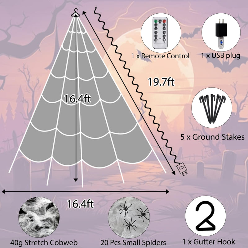 550 LED Halloween Spider Web Lights