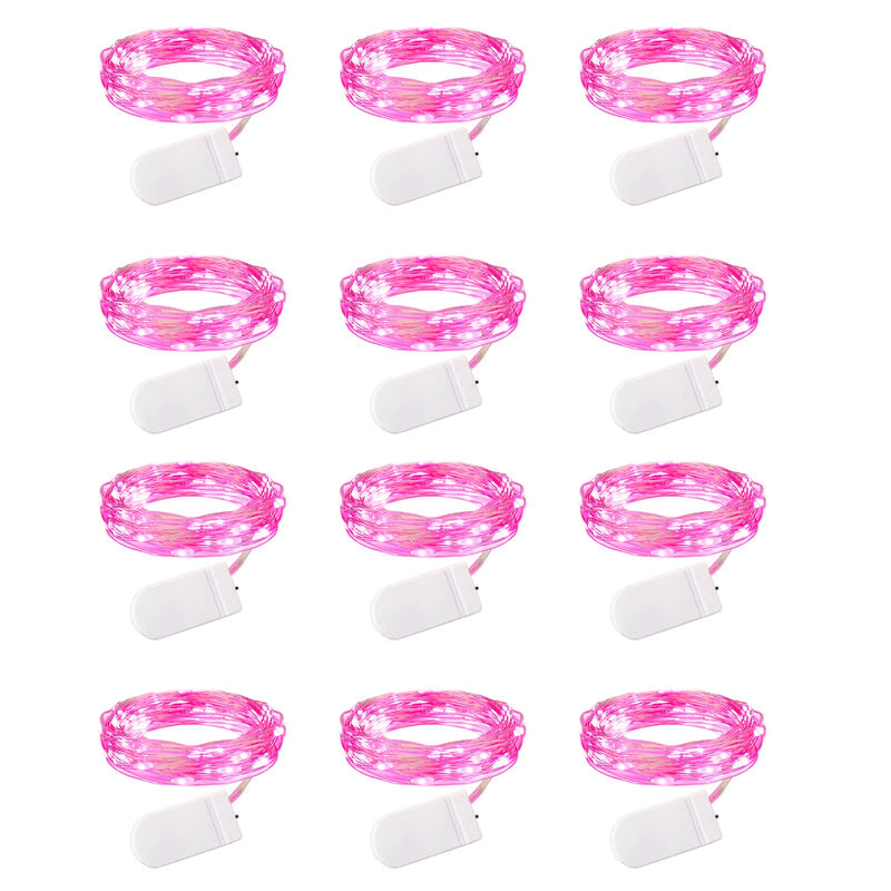 Brightown 12 Pack LED Fairy Lights Battery Operated String Lights - 7ft 20LED Waterproof Silver Wire Firefly Starry Moon Lights for DIY Crafts Wedding Table Centerpieces Party Bedroom Christmas
