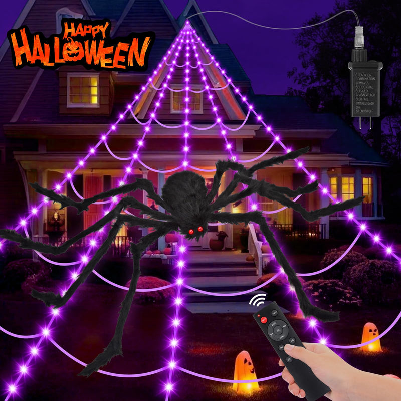 '200' Spider Web with 59' Giant Spider – Halloween Outdoor/Indoor Decor for Yard