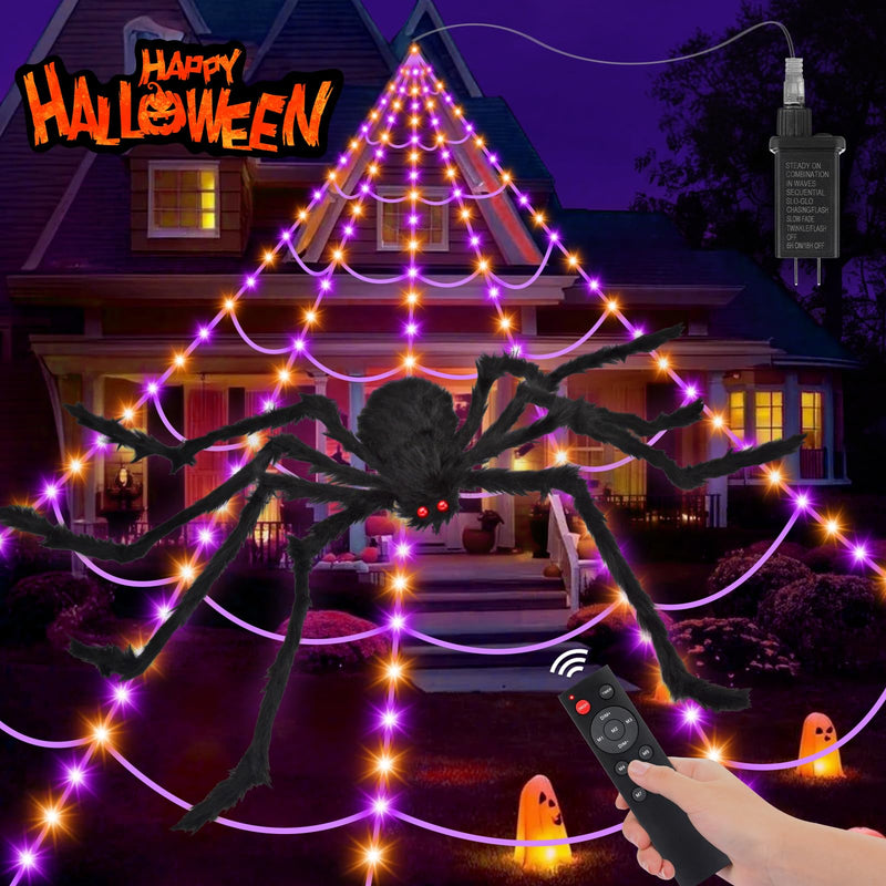 '200' Spider Web with 59' Giant Spider – Halloween Outdoor/Indoor Decor for Yard