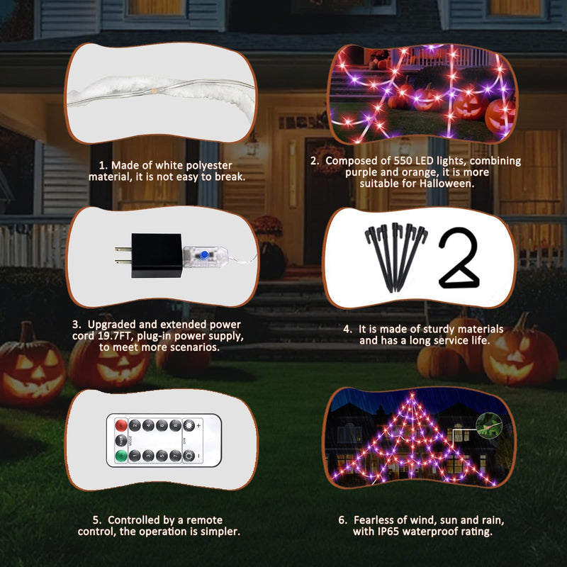 550 LED Halloween Spider Web Lights