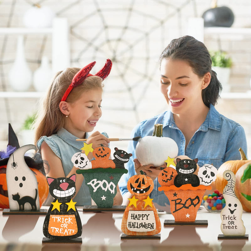 Halloween Wooden Tabletop Decorations (Set of 5)