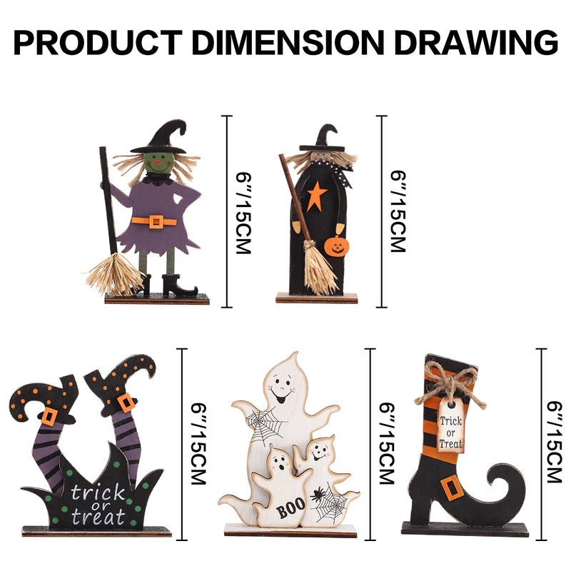 Halloween Wooden Tabletop Decorations (Set of 5)