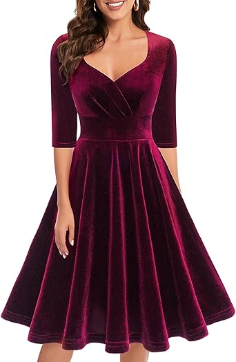 Bbonlinedress Womens Velvet Long Sleeve Formal