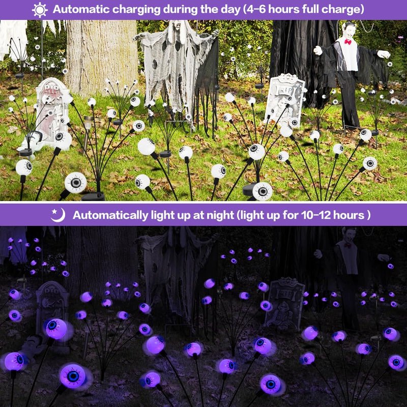 BeHiller 2-Pack Solar Halloween Eyeball Lights