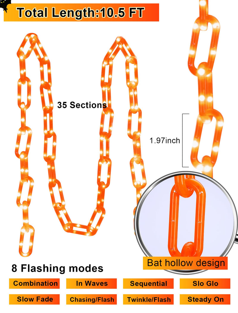 Halloween Battery-Operated Orange LED String Lights