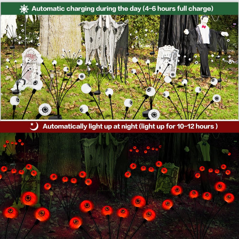 BeHiller 2-Pack Solar Halloween Eyeball Lights
