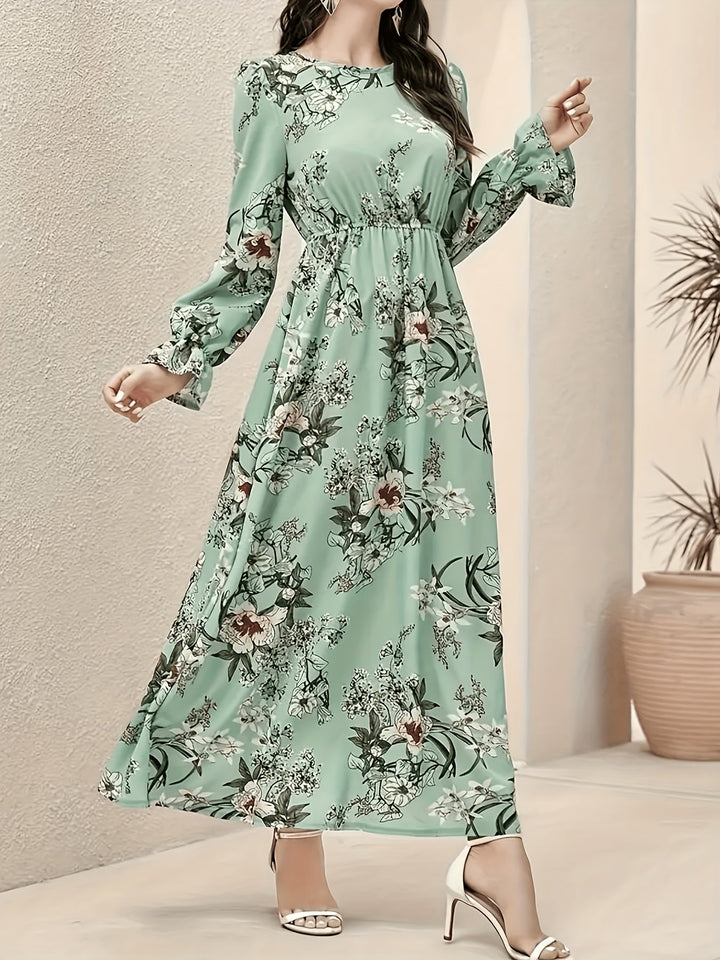 Floral Crew Neck Maxi Dress