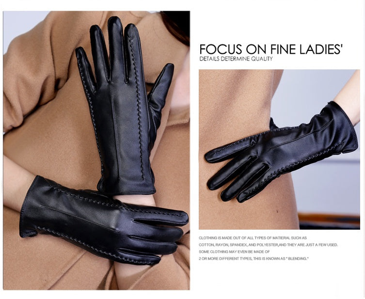 Elegant Women's Genuine Leather Touchscreen Gloves