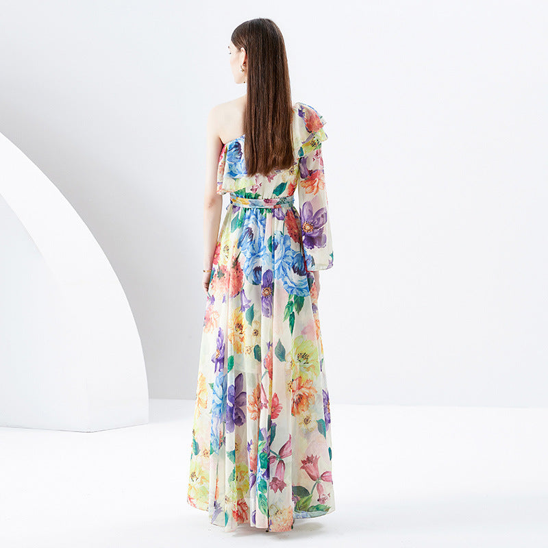 Women's Elegant Floral Print Long Dress