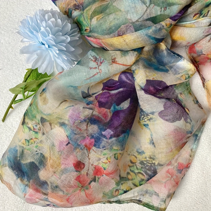 Vibrant Bohemian Floral Print Bali Yarn Scarf for Women