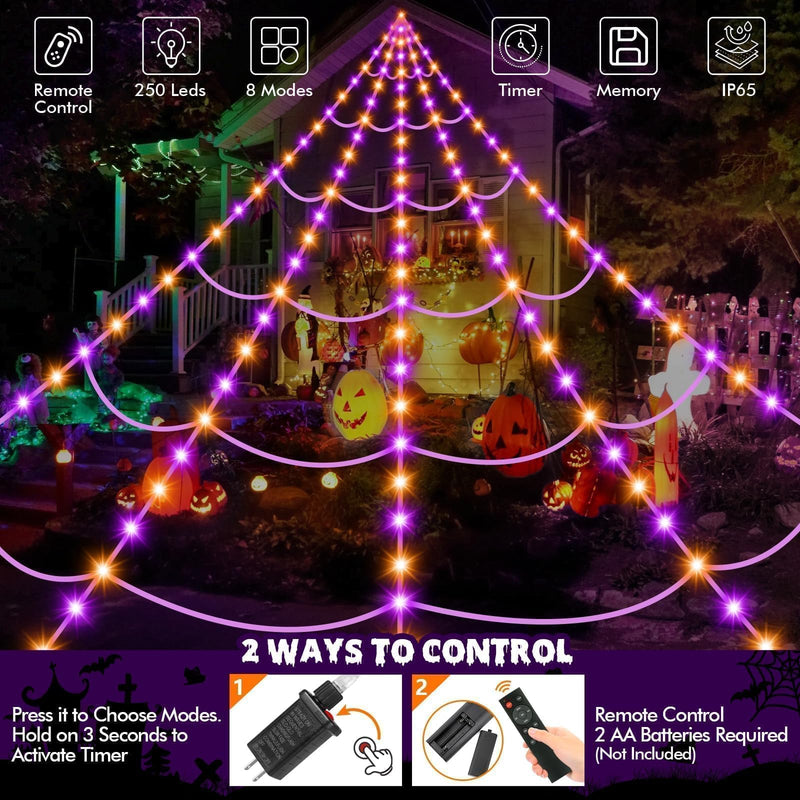 '200' Spider Web with 59' Giant Spider – Halloween Outdoor/Indoor Decor for Yard