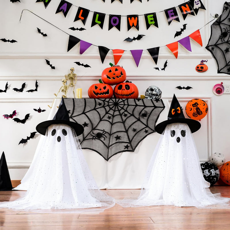 2-Pack Halloween Ghost Decorations with Remote-Controlled String Lights