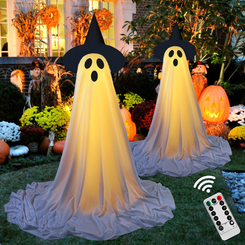2-Pack Halloween Ghost Decorations with Remote-Controlled String Lights