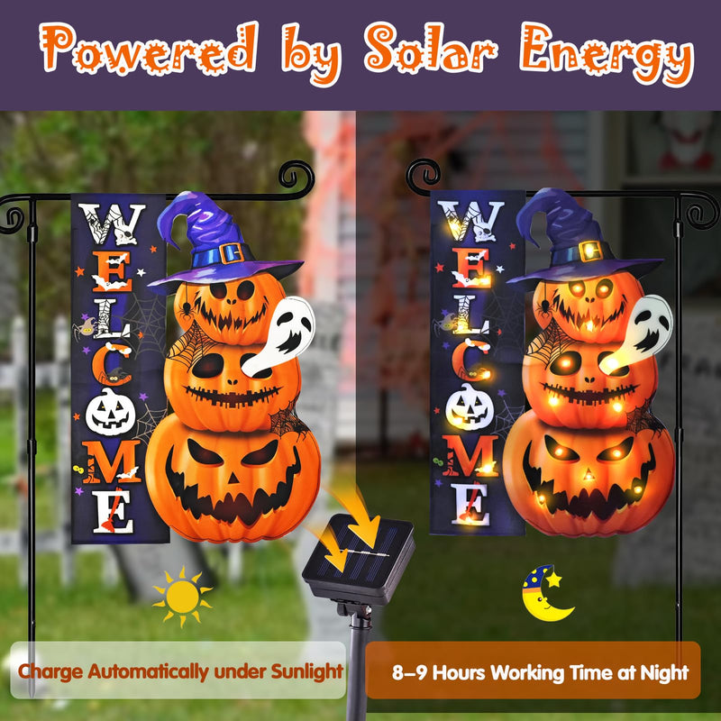 Halloween Lighted Garden Flag for Outside