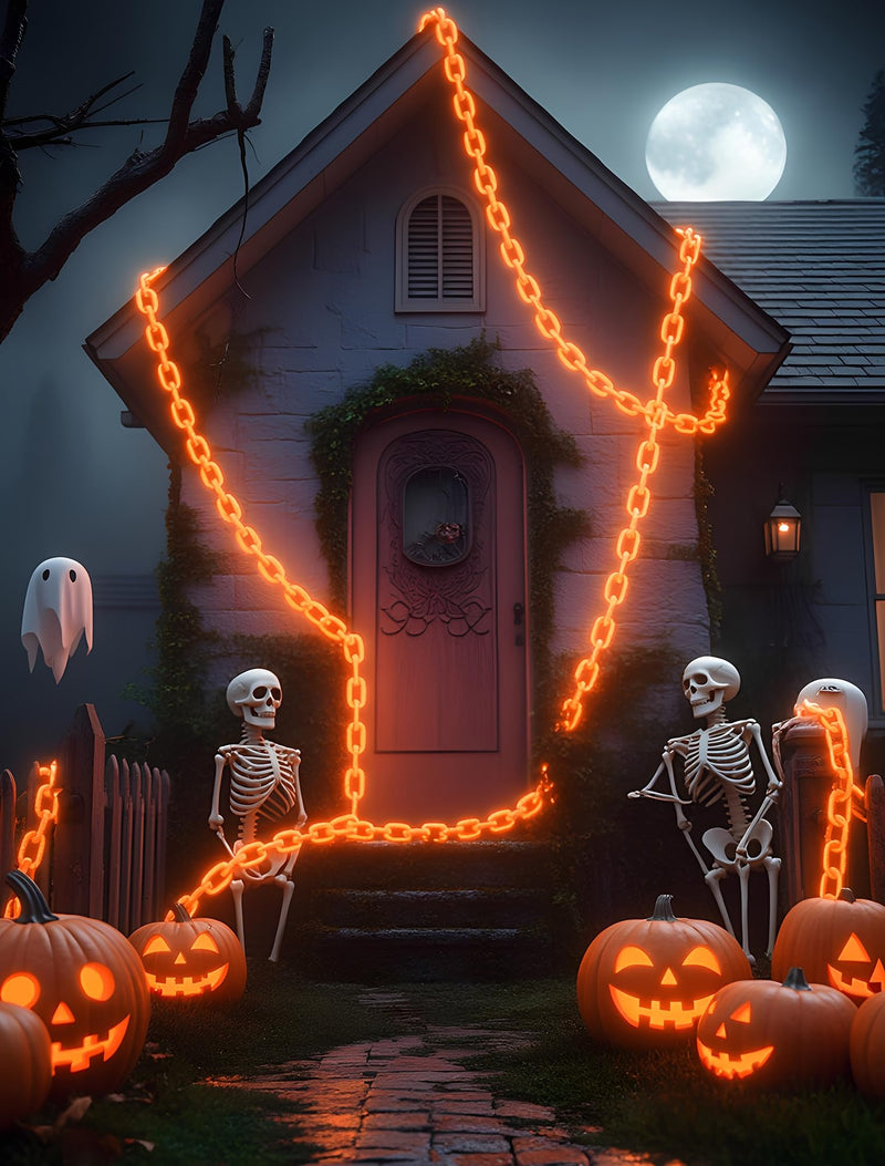 Halloween Battery-Operated Orange LED String Lights