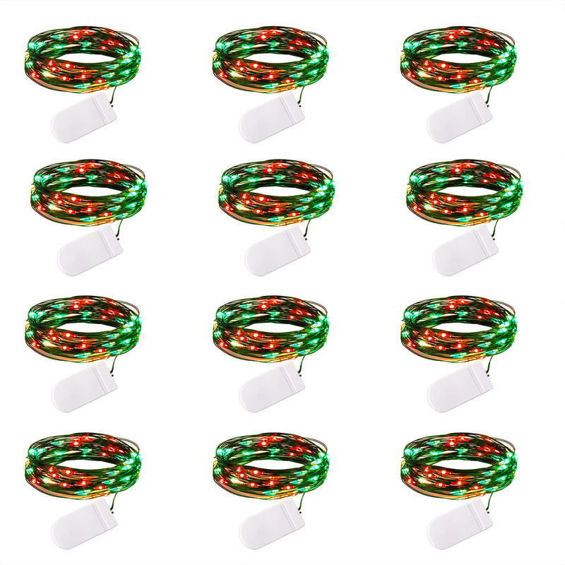 Brightown 12 Pack LED Fairy Lights Battery Operated String Lights - 7ft 20LED Waterproof Silver Wire Firefly Starry Moon Lights for DIY Crafts Wedding Table Centerpieces Party Bedroom Christmas