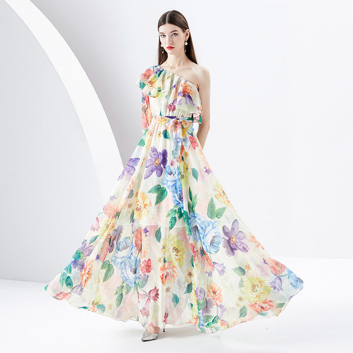 Women's Elegant Floral Print Long Dress