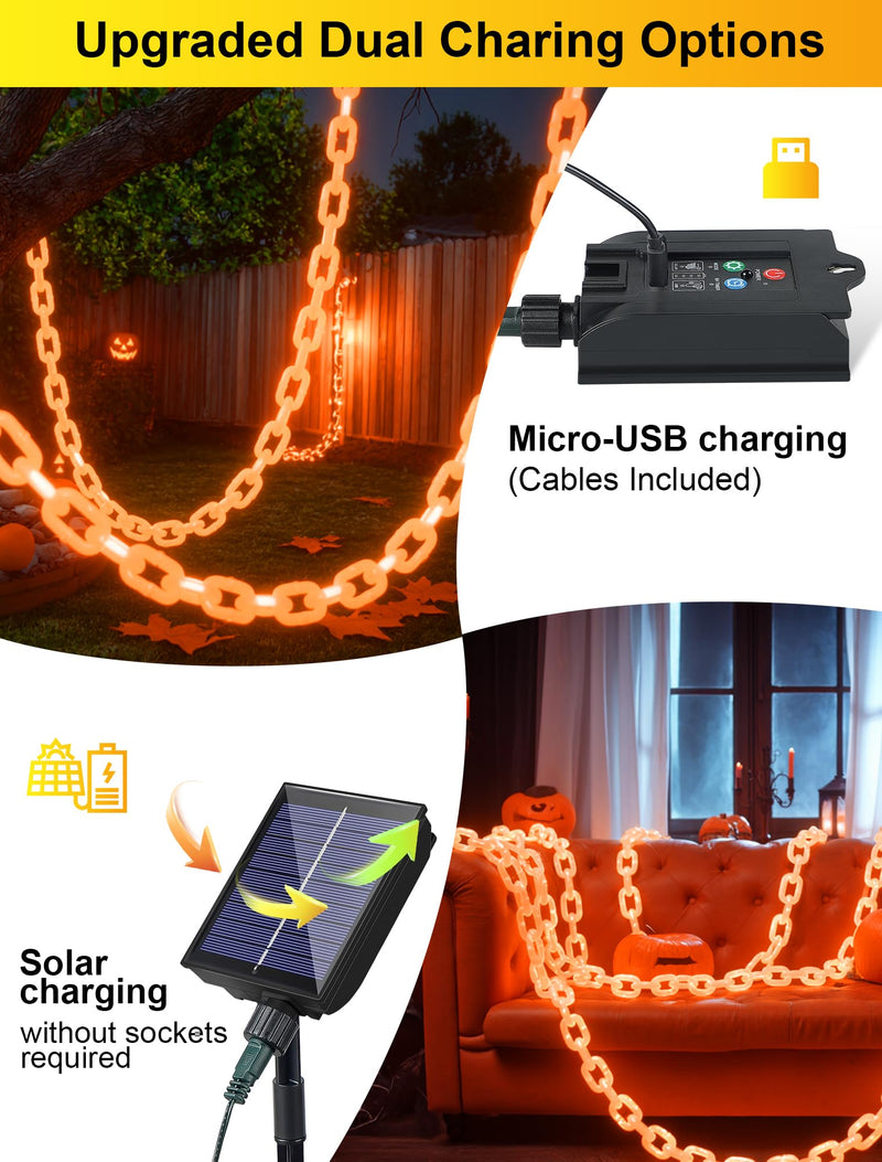 Halloween Battery-Operated Orange LED String Lights