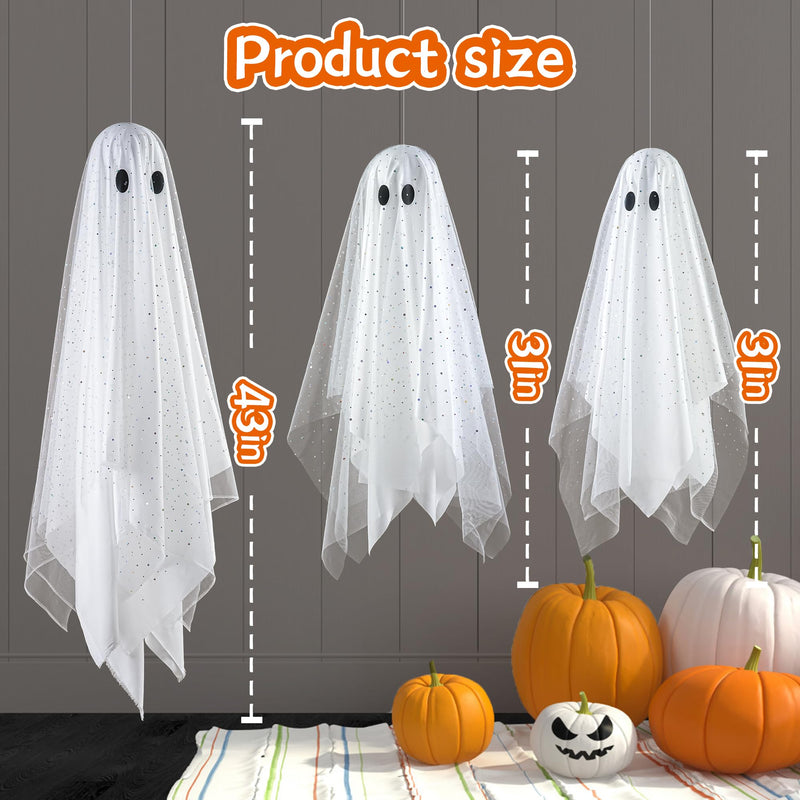 2-Pack Halloween Ghost Decorations with Remote-Controlled String Lights