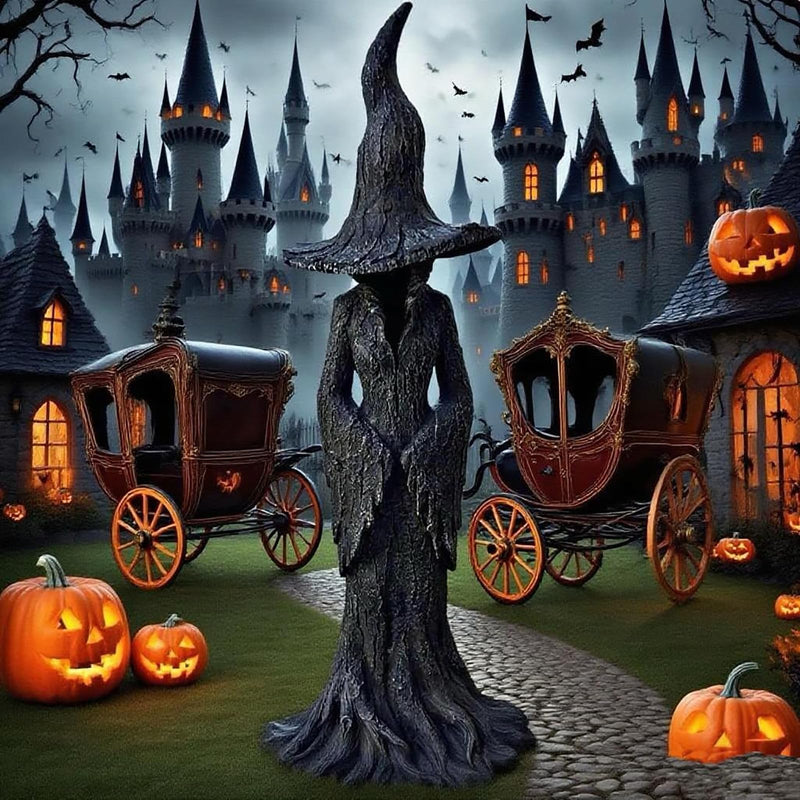 EAZZ Halloween Witch Statue – 20” Tall Resin Figurine with Gothic Details
