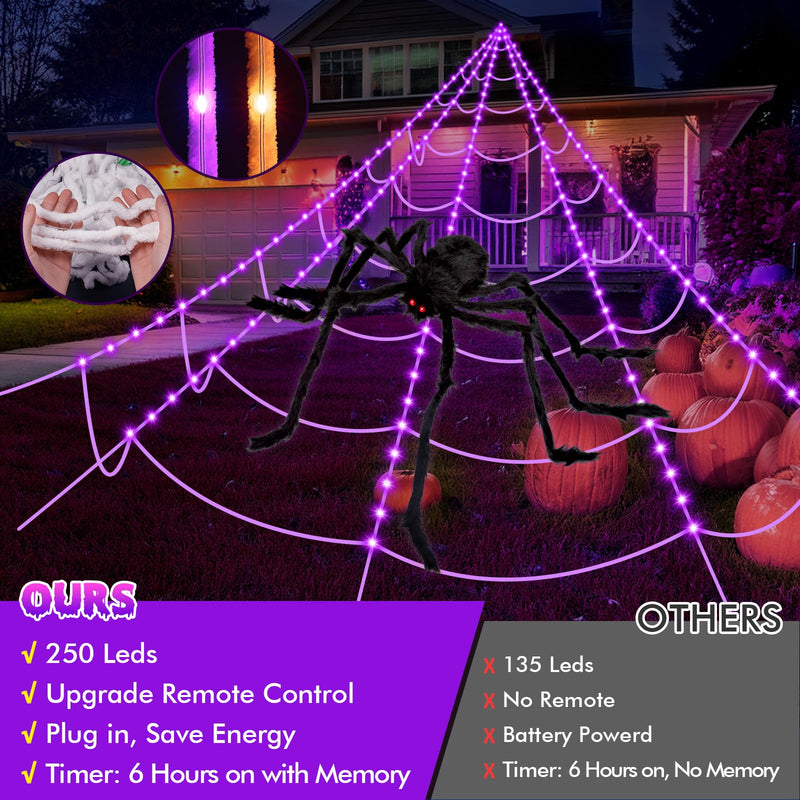 '200' Spider Web with 59' Giant Spider – Halloween Outdoor/Indoor Decor for Yard