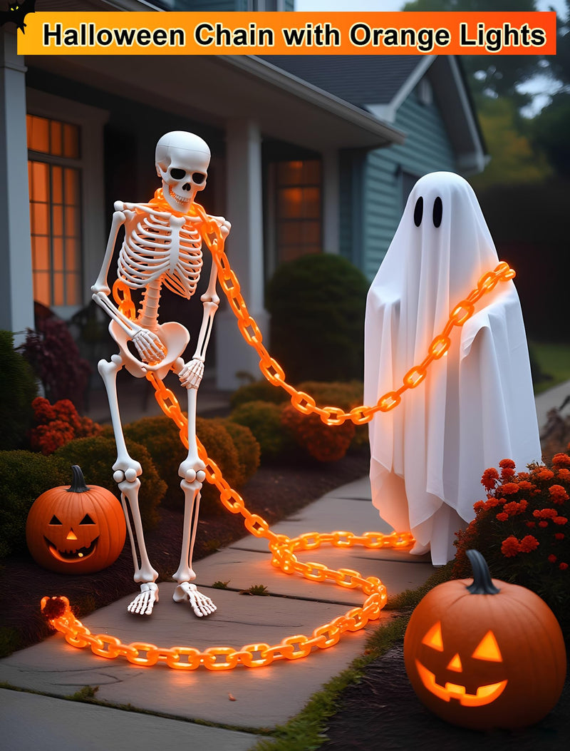 Halloween Battery-Operated Orange LED String Lights