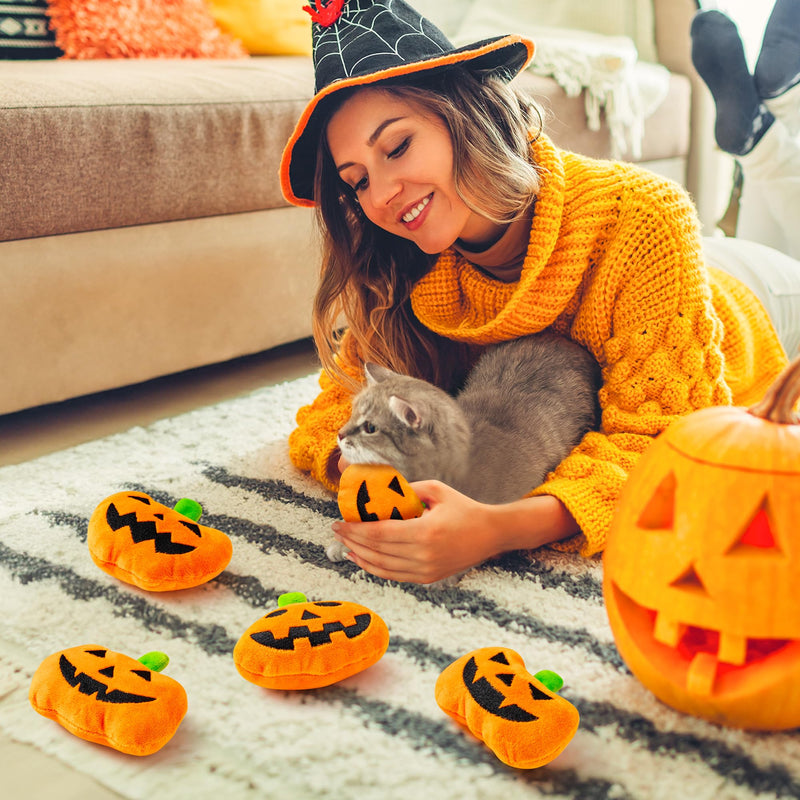 MALLMALL6 Halloween Catnip Toys – 5pcs Pumpkin Teething Set for Kittens & Cats