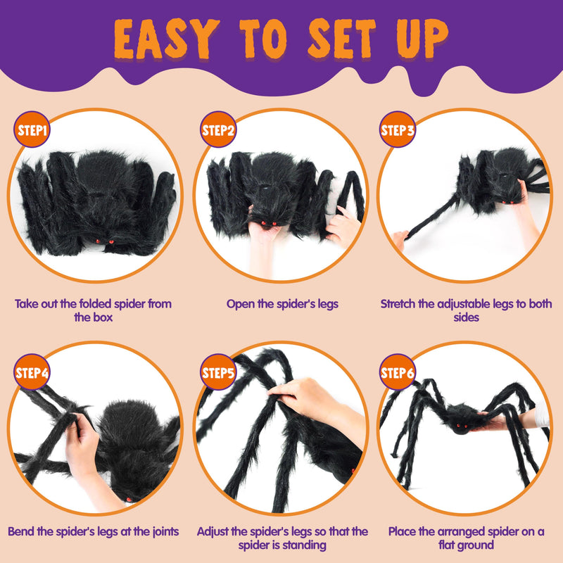 JOYIN 5ft Giant Halloween Spider – Large Black Spider for Outdoor Yard