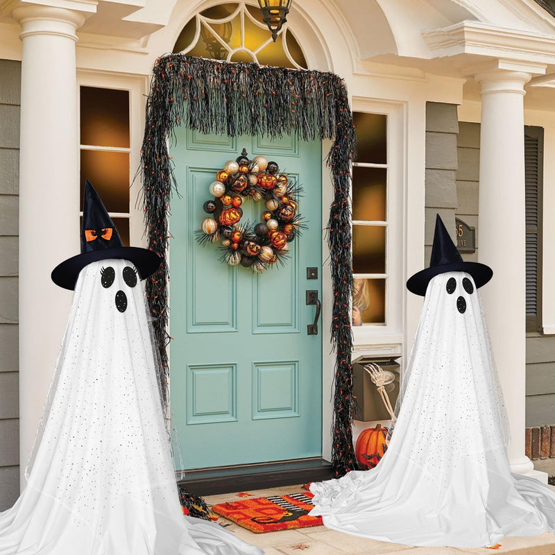 2-Pack Halloween Ghost Decorations with Remote-Controlled String Lights