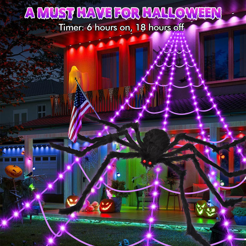 '200' Spider Web with 59' Giant Spider – Halloween Outdoor/Indoor Decor for Yard
