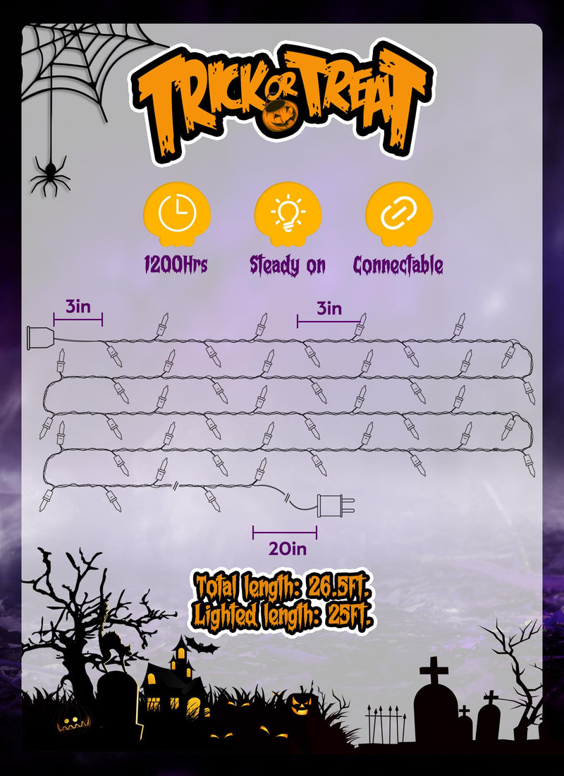 Minetom 25FT Halloween Purple String Lights