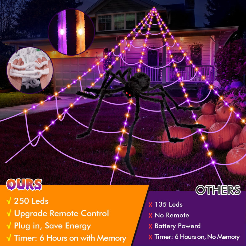'200' Spider Web with 59' Giant Spider – Halloween Outdoor/Indoor Decor for Yard