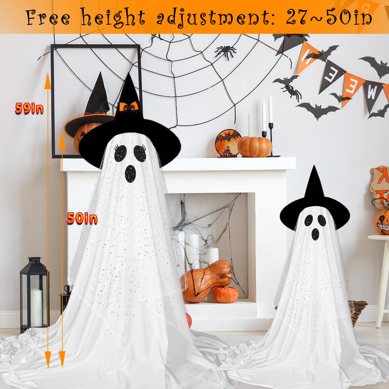 2-Pack Halloween Ghost Decorations with Remote-Controlled String Lights