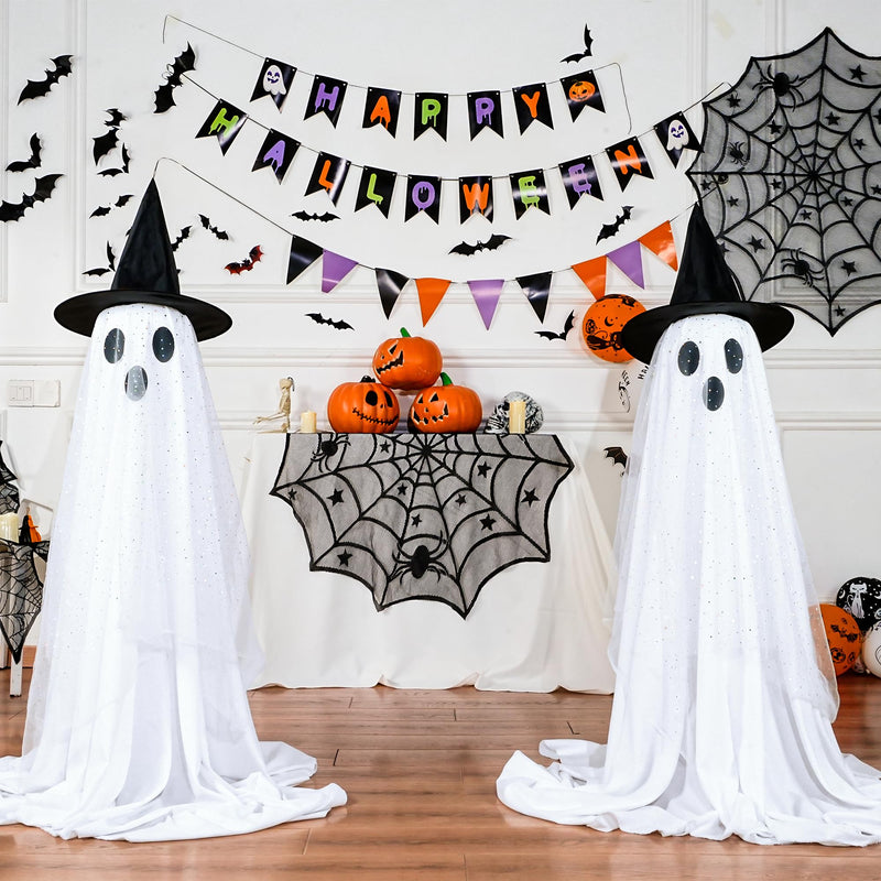 2-Pack Halloween Ghost Decorations with Remote-Controlled String Lights