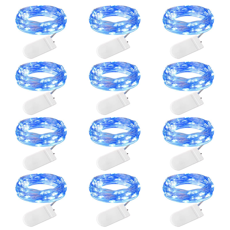 Brightown 12 Pack LED Fairy Lights Battery Operated String Lights - 7ft 20LED Waterproof Silver Wire Firefly Starry Moon Lights for DIY Crafts Wedding Table Centerpieces Party Bedroom Christmas