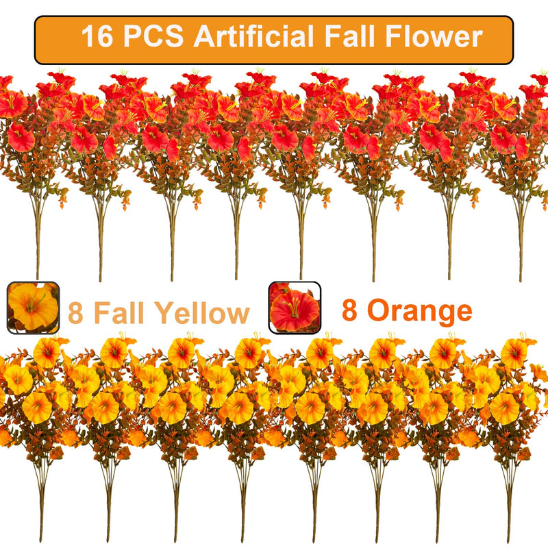 Grunyia 16 PCS Outdoor Fall Artificial Flower