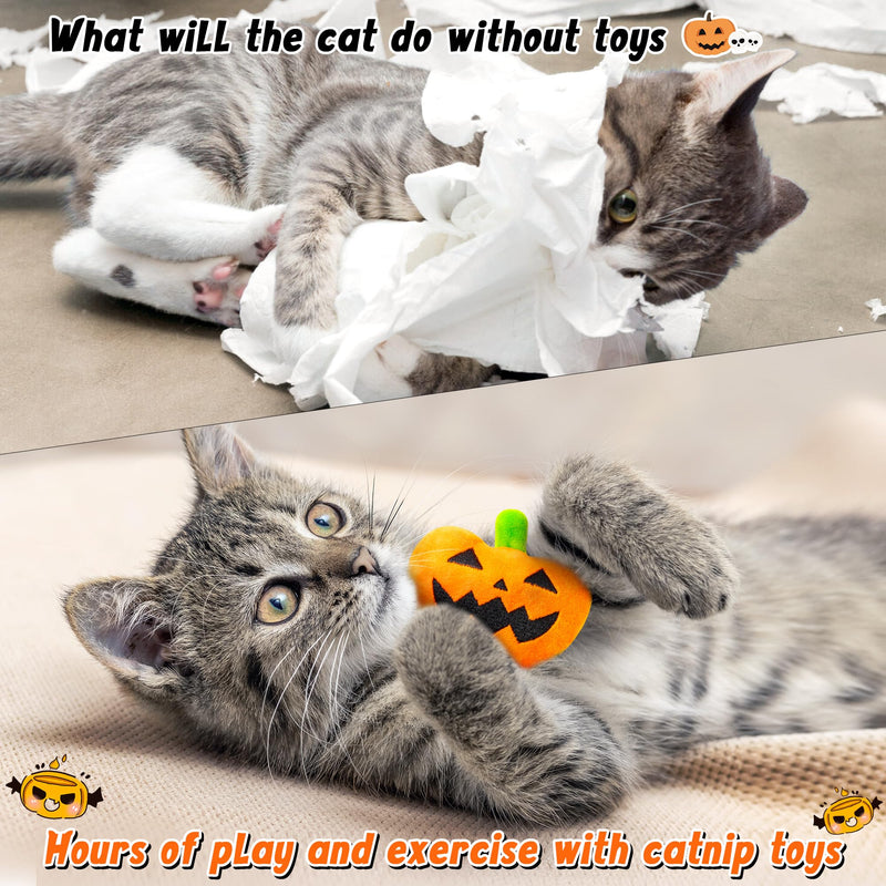 MALLMALL6 Halloween Catnip Toys – 5pcs Pumpkin Teething Set for Kittens & Cats