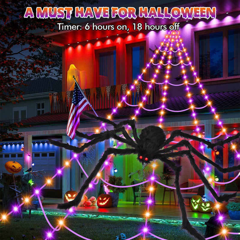 '200' Spider Web with 59' Giant Spider – Halloween Outdoor/Indoor Decor for Yard