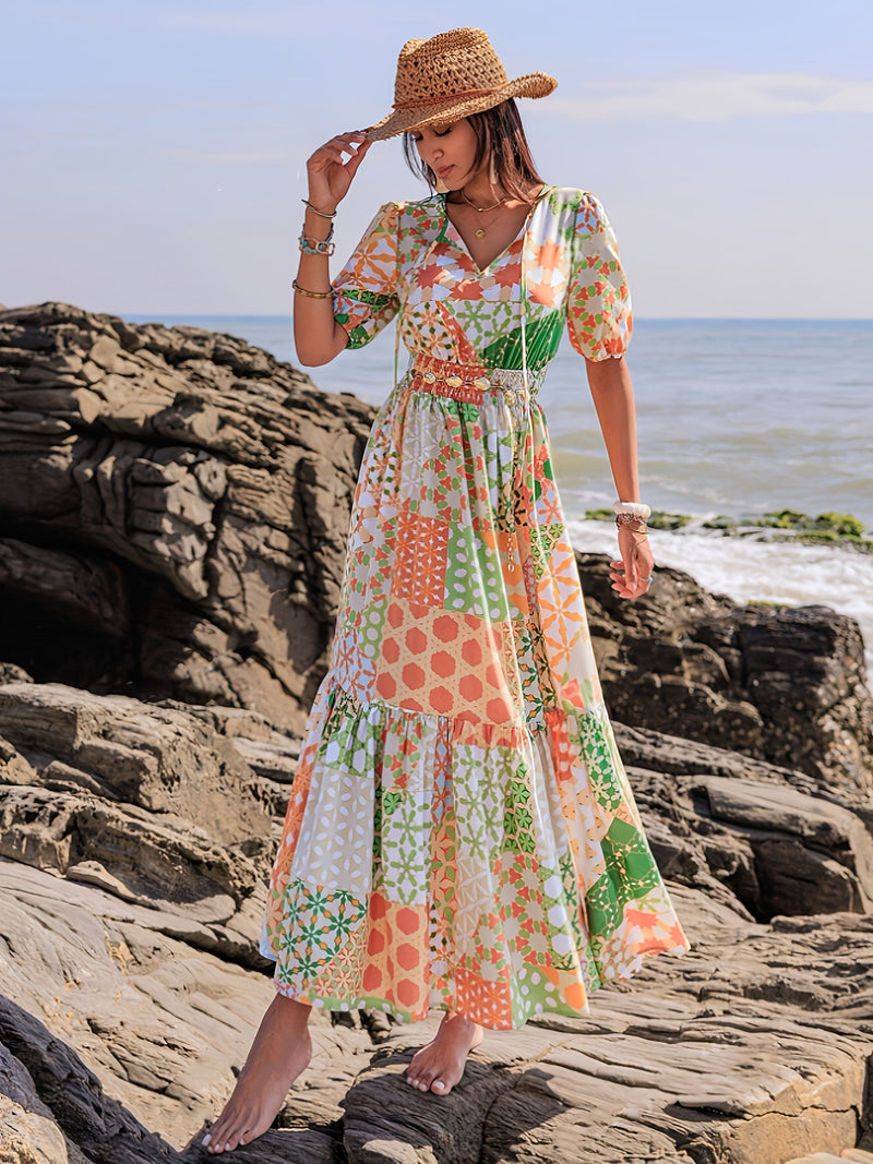 Vibrant Bohemian Style Women's Maxi Dress