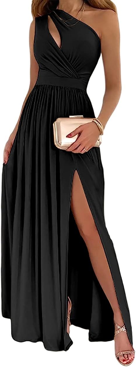 Women's One Shoulder Elegant Sexy Cocktail Maxi Dress