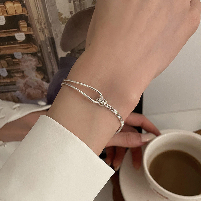 Exquisite and charming new pure Silvery minimalist geometric collage bracelet