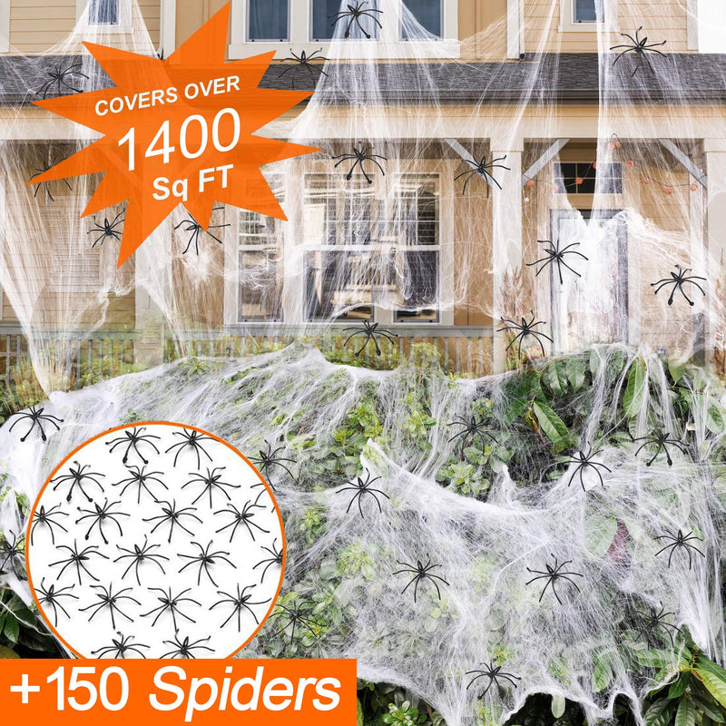 1400 Sqft Halloween Spider Web with 150 Fake Spiders