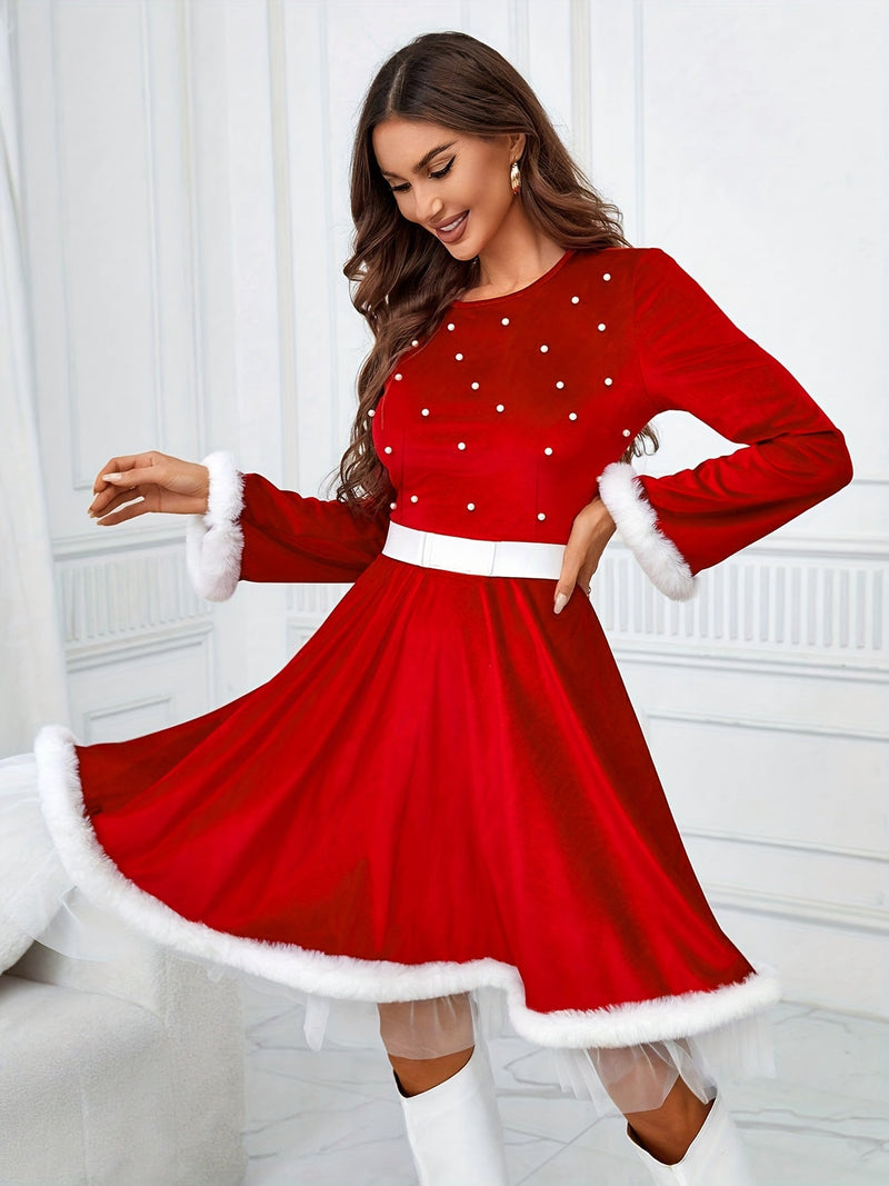 Women's Festive Santa-Inspired Christmas Dress