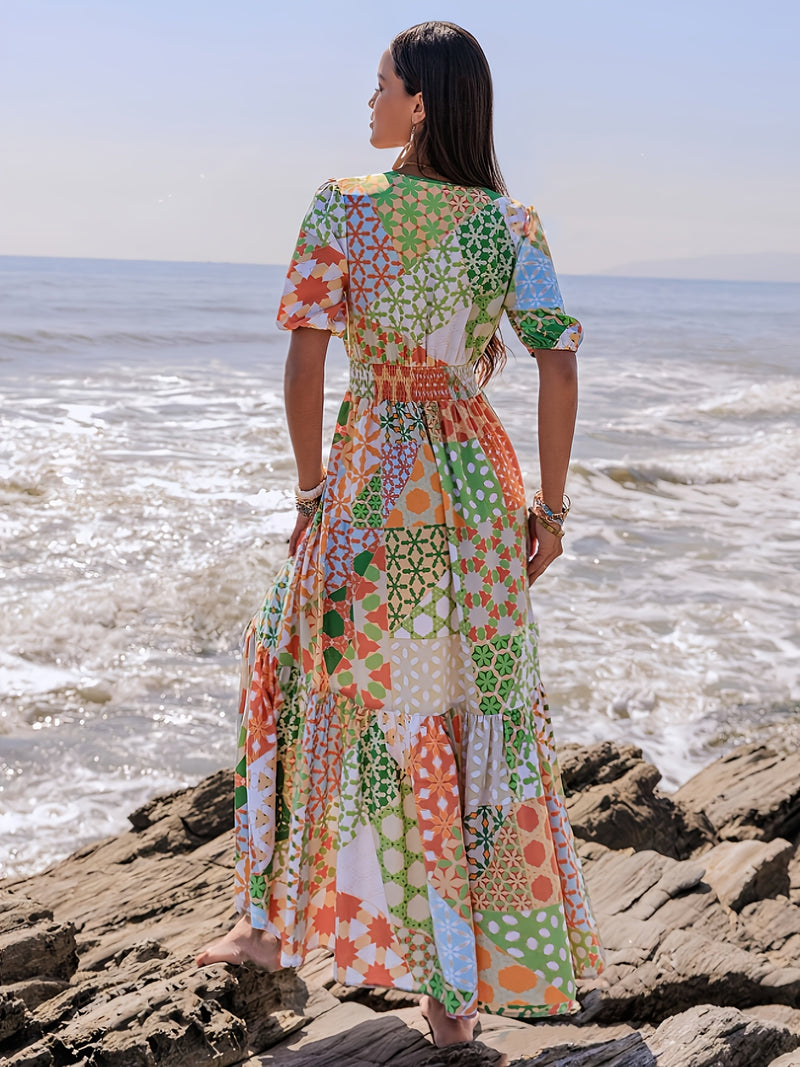 Vibrant Bohemian Style Women's Maxi Dress