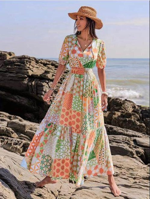 Vibrant Bohemian Style Women's Maxi Dress