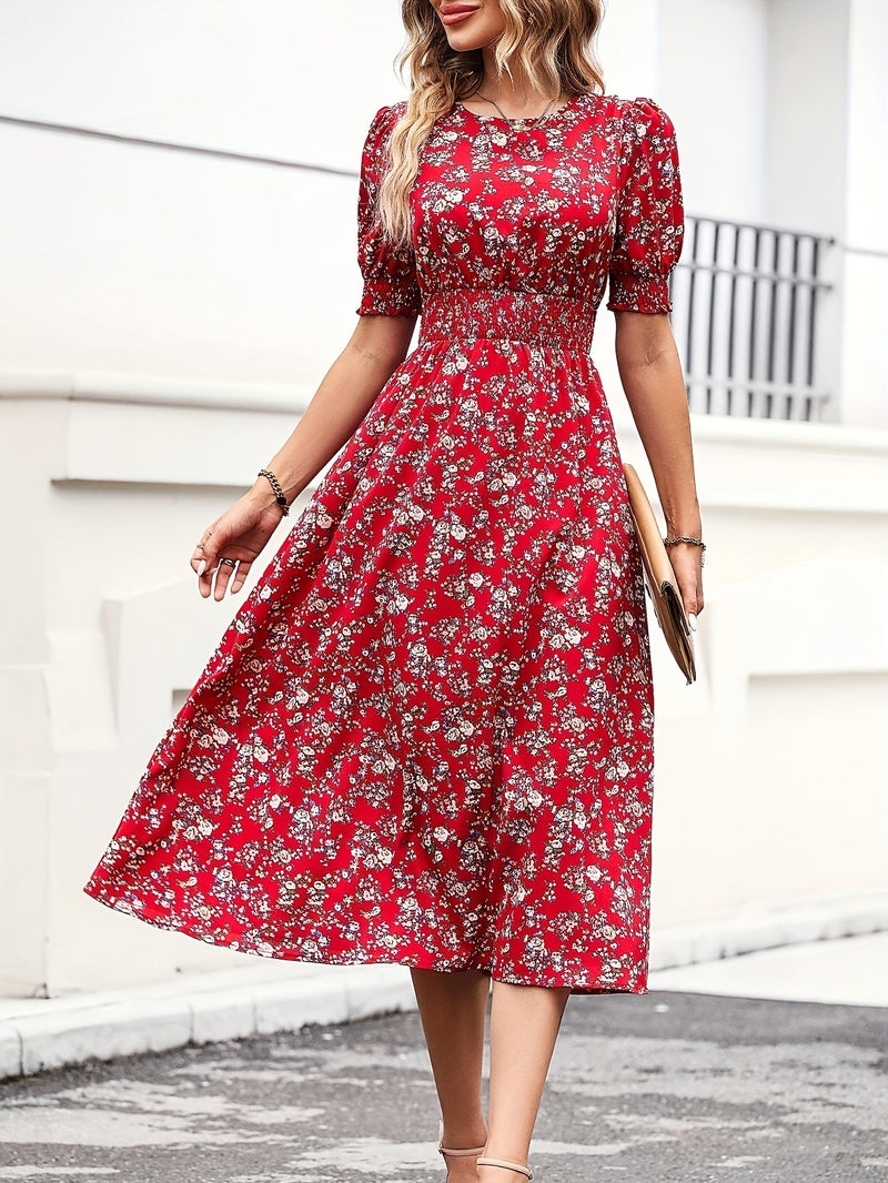 Floral Shirred Waist Dress