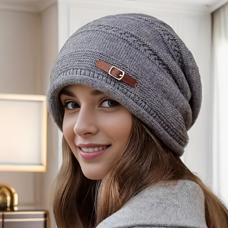 Cozy Fleece-Lined Knit Beanie for Women