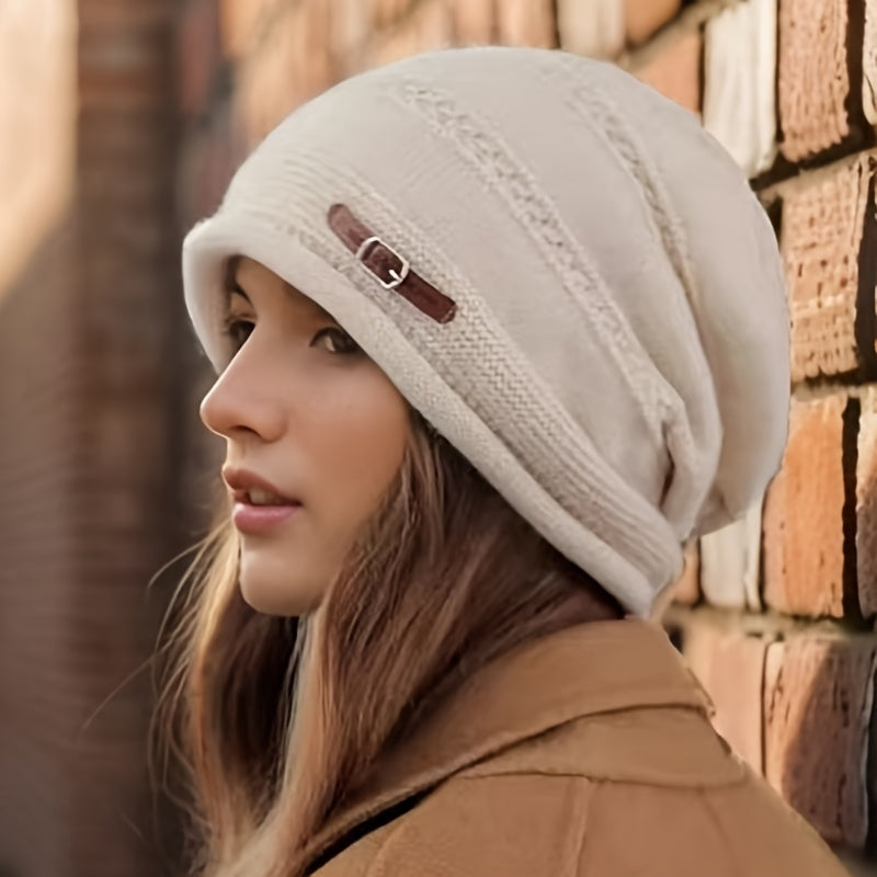 Cozy Fleece-Lined Knit Beanie for Women